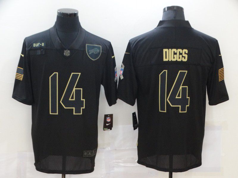 Men Buffalo Bills #14 Diggs Black gold lettering 2020 Nike NFL Jersey